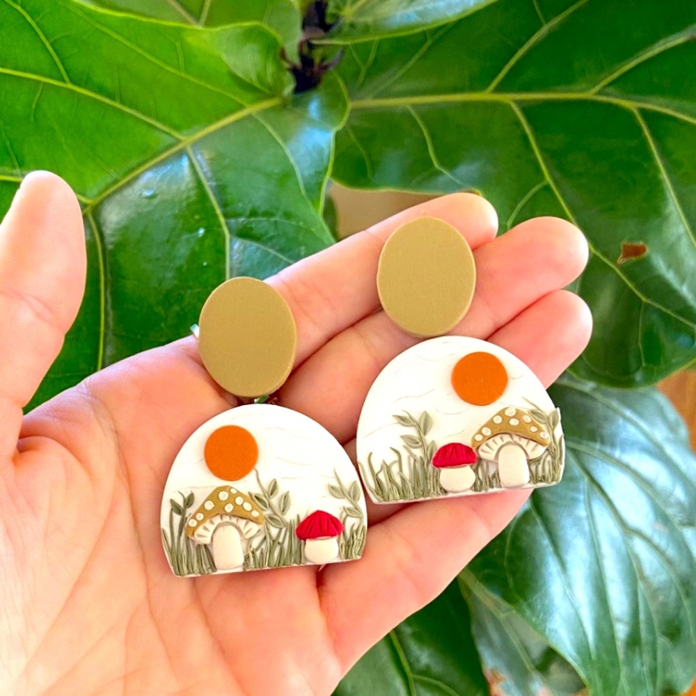 Mushroom Polymer Clay Earrings